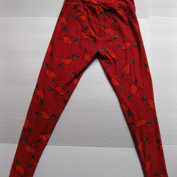 LuLaRoe Valentines Red Heart Leggings - Picture 2 of 7
